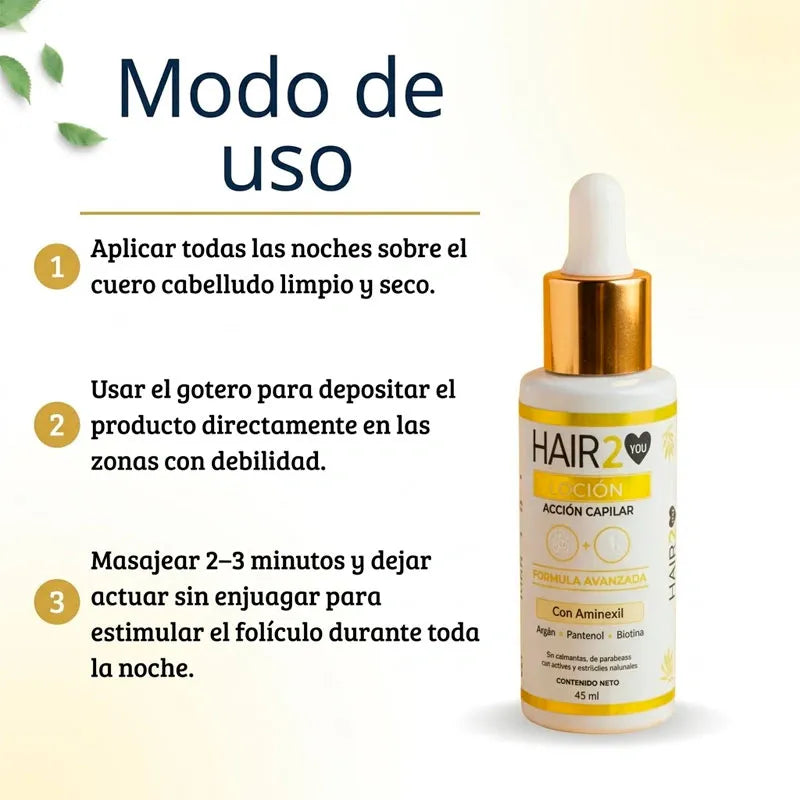 Locion Capilar + Shot de Crecimiento - Elimina la calvicie y control el crecimiento del cabello